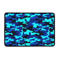 Blue And Black Camouflage Print Kitchen Mat