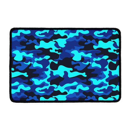 Blue And Black Camouflage Print Kitchen Mat
