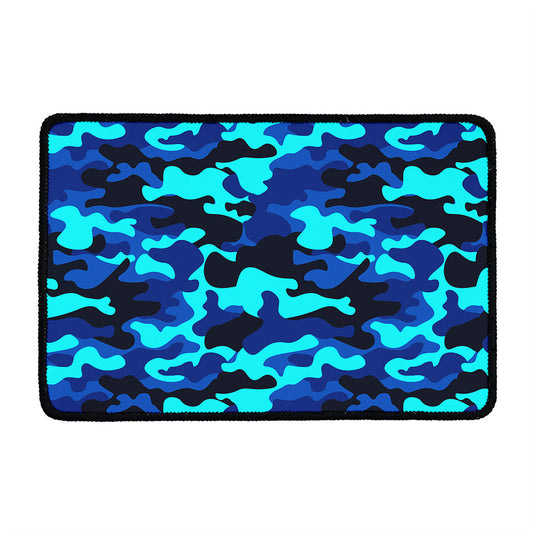 Blue And Black Camouflage Print Kitchen Mat