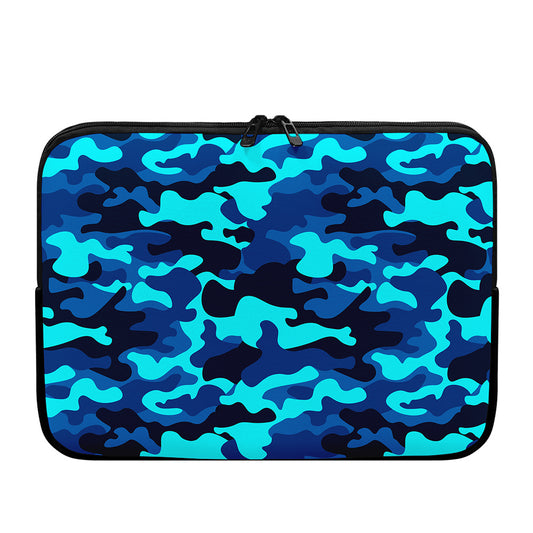 Blue And Black Camouflage Print Laptop Sleeve