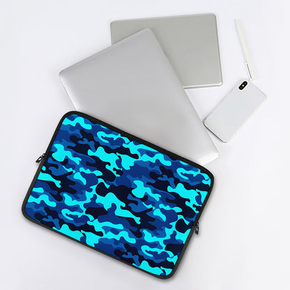 Blue And Black Camouflage Print Laptop Sleeve
