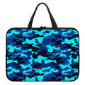Blue And Black Camouflage Print Laptop Sleeve With Handle