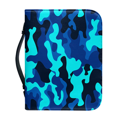 Blue And Black Camouflage Print Leather Bible Cover