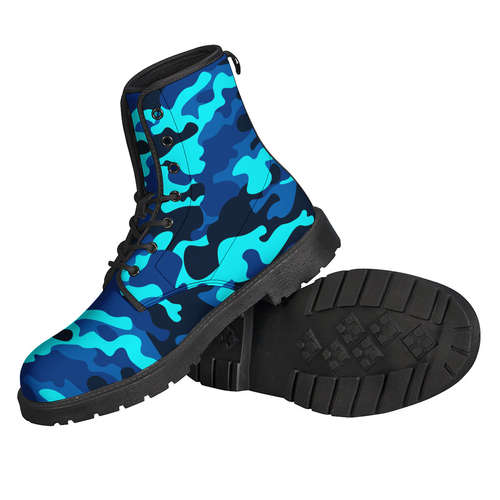 Blue And Black Camouflage Print Backpack
