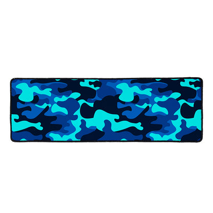 Blue And Black Camouflage Print Long Kitchen Mat