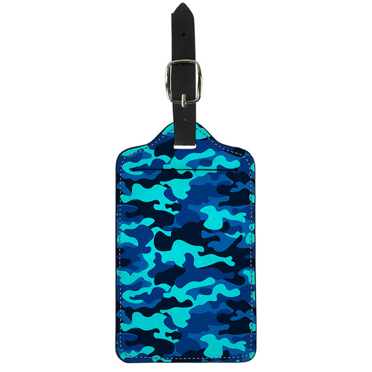 Blue And Black Camouflage Print Luggage Tag