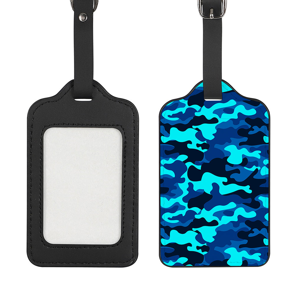 Blue And Black Camouflage Print Luggage Tag