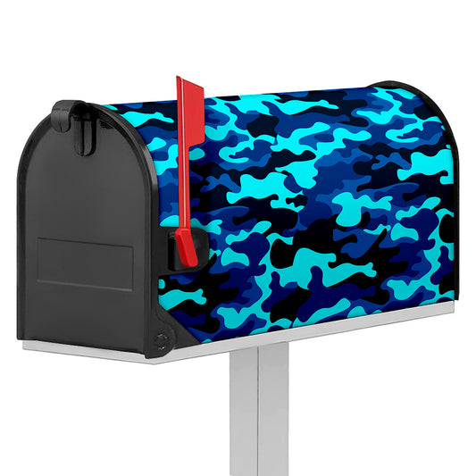 Blue And Black Camouflage Print Mailbox Cover