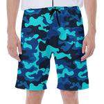 Blue And Black Camouflage Print Men's Beach Shorts