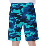 Blue And Black Camouflage Print Men's Beach Shorts