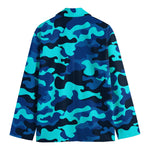 Blue And Black Camouflage Print Men's Blazer