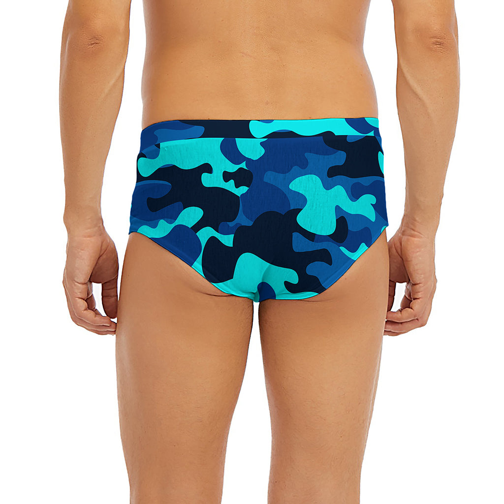 Blue And Black Camouflage Print Men's Briefs