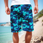 Blue And Black Camouflage Print Men's Cargo Shorts