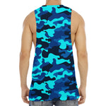 Blue And Black Camouflage Print Men's Muscle Tank Top