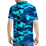Blue And Black Camouflage Print Men's Polo Shirt