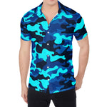 Blue And Black Camouflage Print Men's Shirt