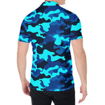 Blue And Black Camouflage Print Men's Shirt