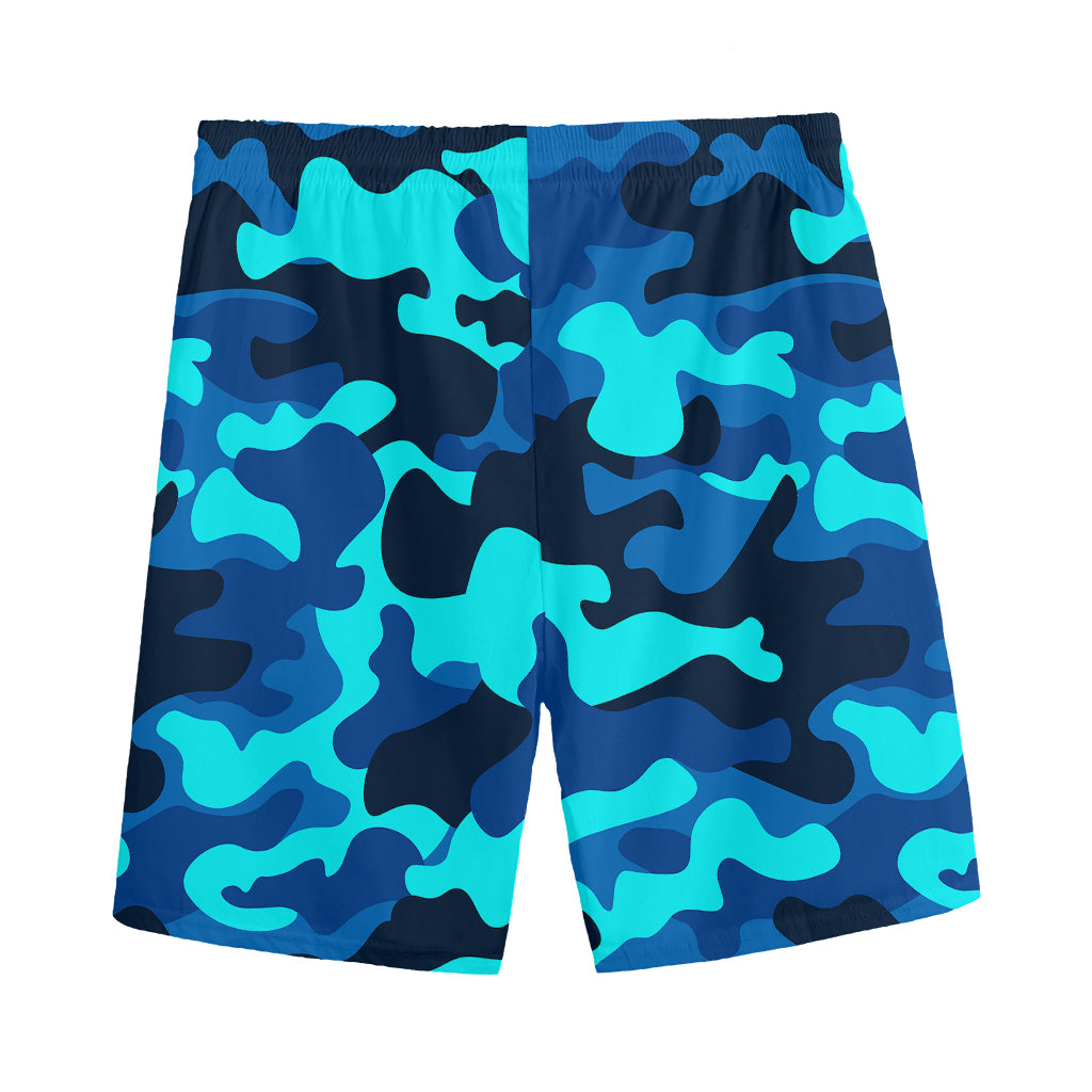 Blue And Black Camouflage Print Men's Sports Shorts
