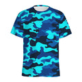 Blue And Black Camouflage Print Men's Athletic T-Shirt