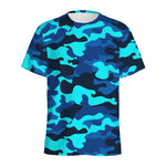 Blue And Black Camouflage Print Men's Sports T-Shirt