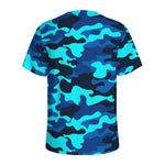 Blue And Black Camouflage Print Men's Sports T-Shirt