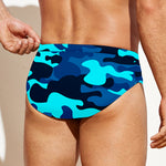 Blue And Black Camouflage Print Men's Swim Briefs