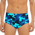Blue And Black Camouflage Print Men's Triangle Swim Briefs
