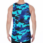 Blue And Black Camouflage Print Men's Velvet Tank Top