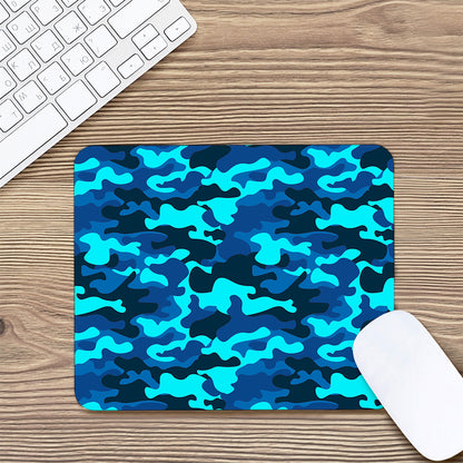 Blue And Black Camouflage Print Mouse Pad