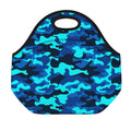 Blue And Black Camouflage Print Neoprene Lunch Bag