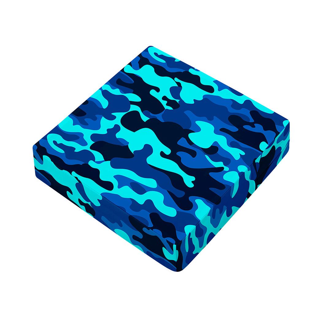 Blue And Black Camouflage Print Outdoor Seat Cushion Cover