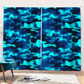 Blue And Black Camouflage Print Pencil Pleat Curtains