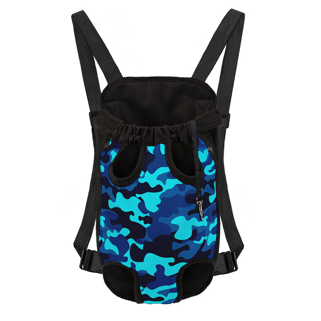 Blue And Black Camouflage Print Pet Carrier Backpack