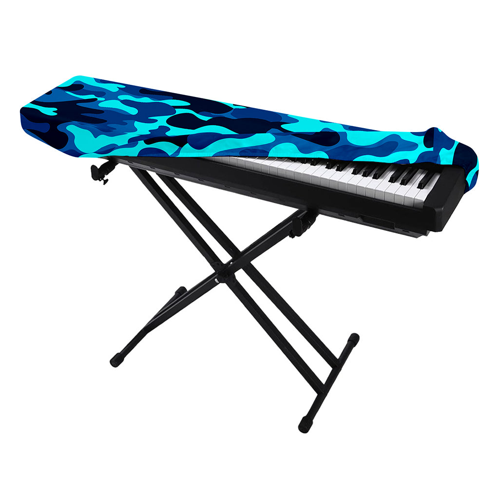 Blue And Black Camouflage Print Piano Keyboard Cover