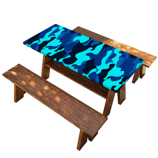 Blue And Black Camouflage Print Picnic Table Cover