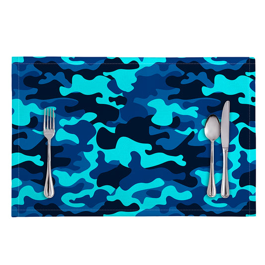 Blue And Black Camouflage Print Placemat