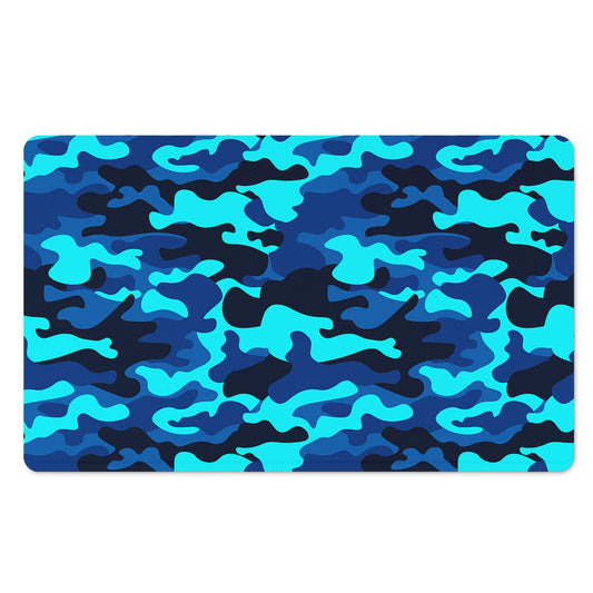 Blue And Black Camouflage Print Polyester Doormat