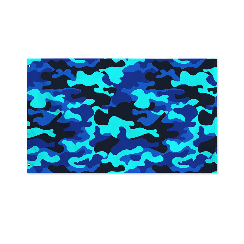 Blue And Black Camouflage Print Polyester Flag