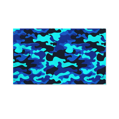 Blue And Black Camouflage Print Polyester Flag