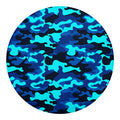 Blue And Black Camouflage Print Round Blanket