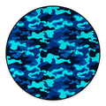 Blue And Black Camouflage Print Round Floor Mat