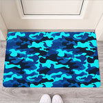 Blue And Black Camouflage Print Rubber Doormat