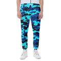 Blue And Black Camouflage Print Joggers