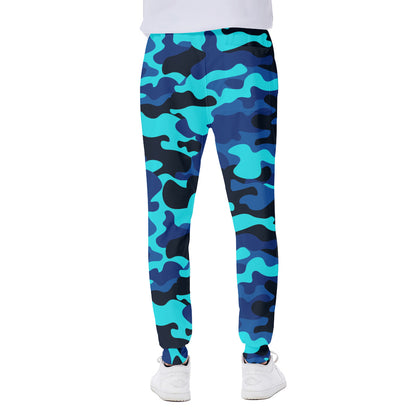 Blue And Black Camouflage Print Scuba Joggers