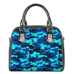 Blue And Black Camouflage Print Shoulder Handbag