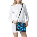 Blue And Black Camouflage Print Shoulder Handbag