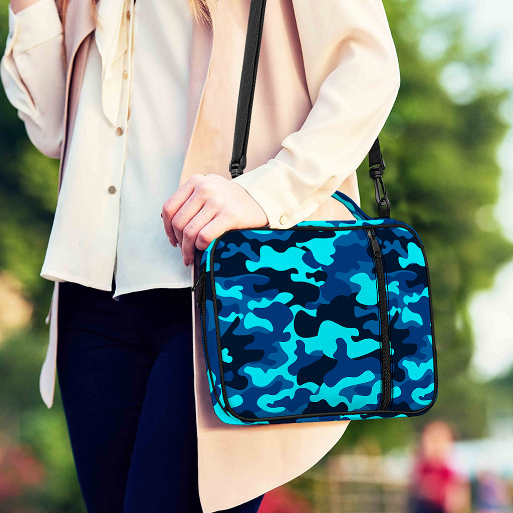 Blue And Black Camouflage Print Shoulder Strap Bible Bag
