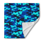 Blue And Black Camouflage Print Silk Bandana
