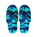 Blue And Black Camouflage Print Slippers