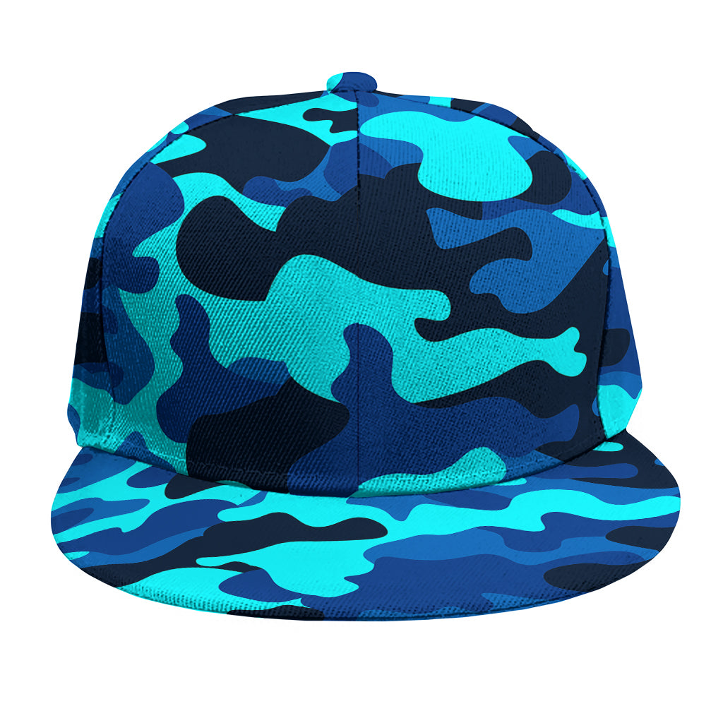 Blue And Black Camouflage Print Snapback Cap